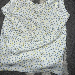 flower patterned ribbed tank top